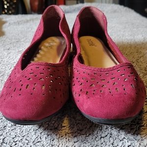 Burgundy flats